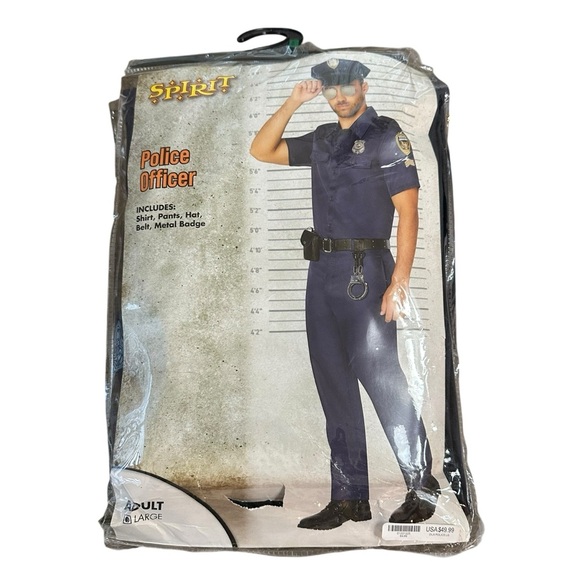 NWT Spirit Halloween Mens Large Police Officer Cop Costume Complete Uniform New - Picture 2 of 6